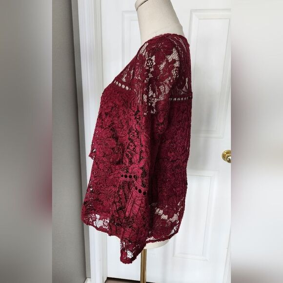Laundry Burgundy Lace Top - Size XS - Picture 4 of 8